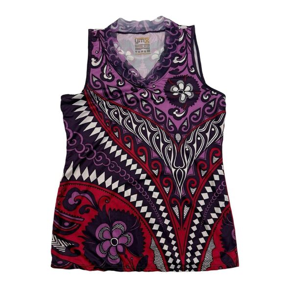 YMX YellowMan Cycling Tank Top Lightweight Sz S Purple Paisley Athletic Workout - Picture 1 of 9
